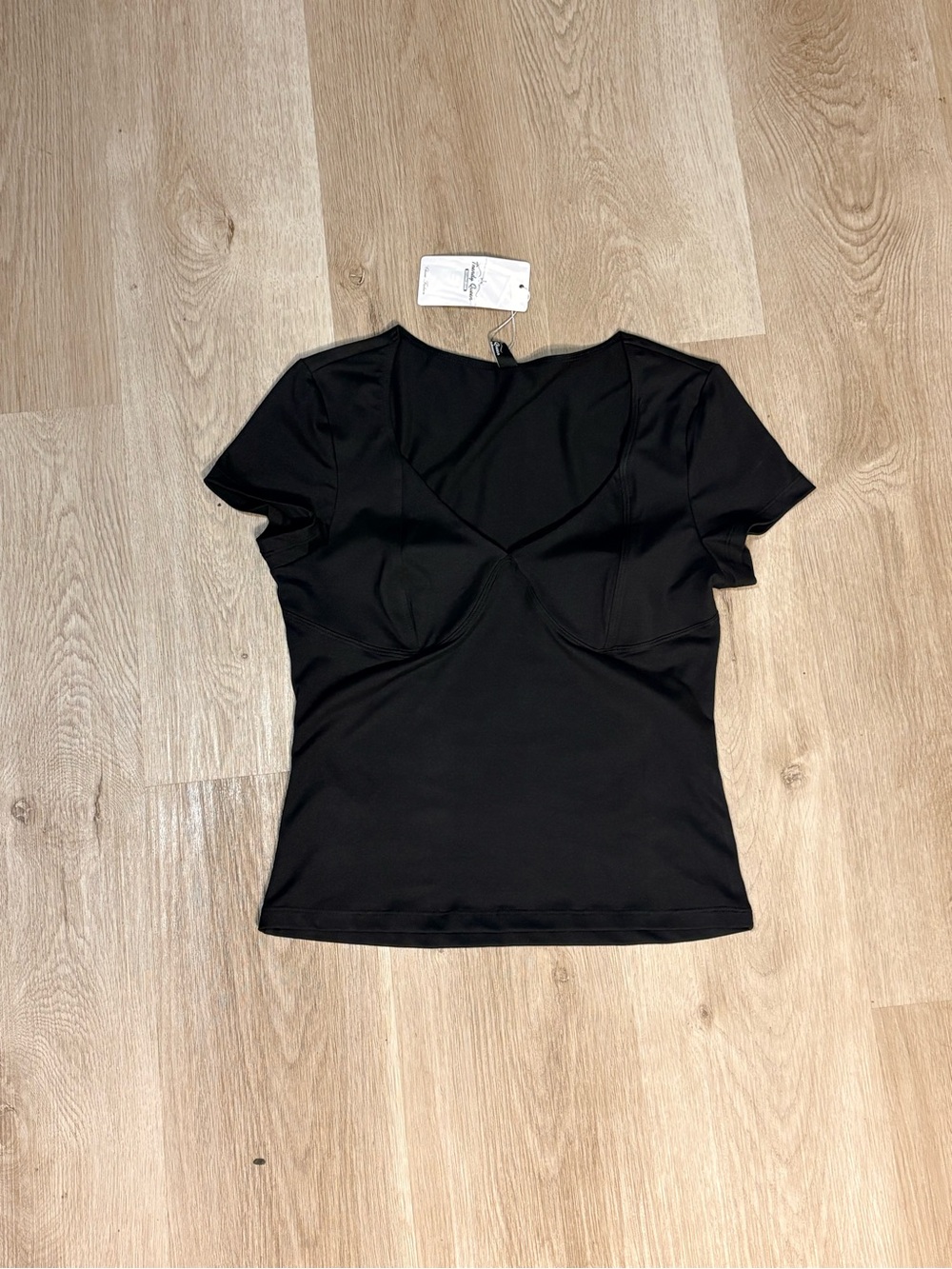 Trendy Queen Black V Neck Top Size Small NWT Summer Preppy Indie Summer